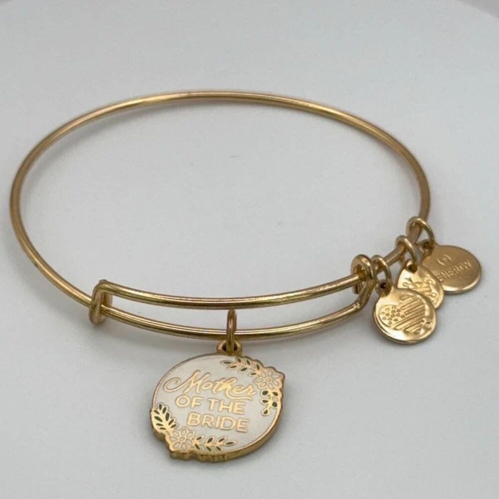 Alex and Ani Mother of the Bride Expandable Charm Bangle Bracelet - Gold Tone - Picture 5 of 7